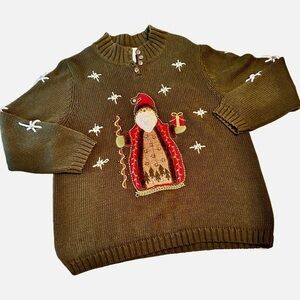 Vintage 90’s Mandlay Bay Rare Old World Santa Christmas Long Sleeve Sweater